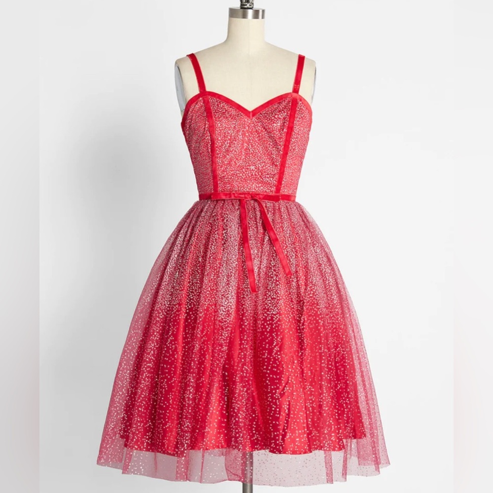 ModCloth x Collectif Haute Holiday Party Swing Dress size Small/UK 10/US 6